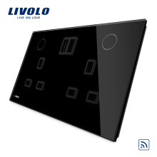 Livolo Color Negro Nuevo Control Remoto 13A Doble USB Socket USB VL-W2C2UKRU-12